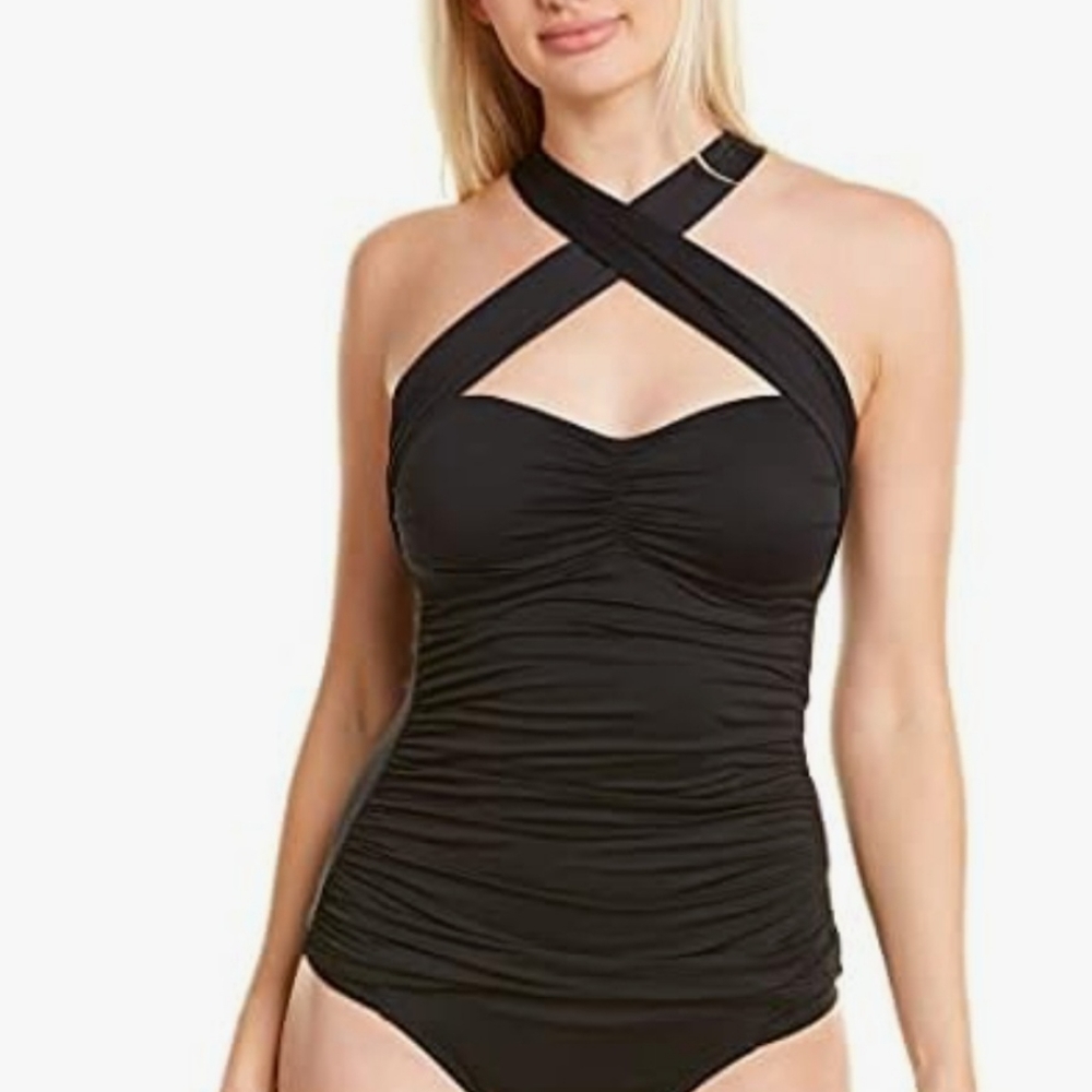 La Blanca Womens Island Goddess Convertible Bandini black Tankini size 4
